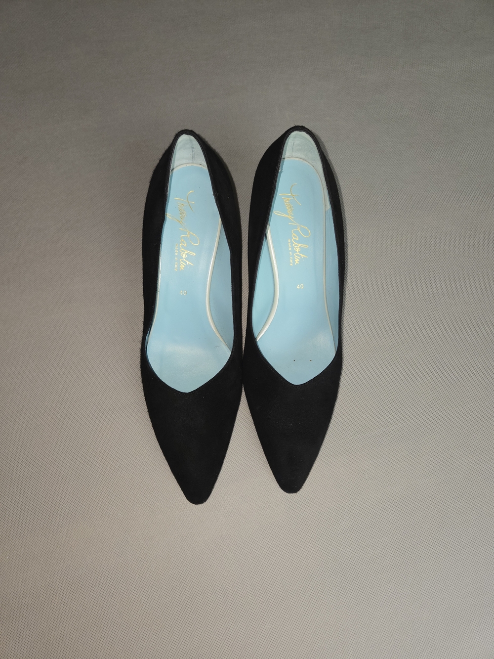 Thierry Rabotin Black Suede Pumps Heels Size EU 40 US 9-9.5 Made in Italy